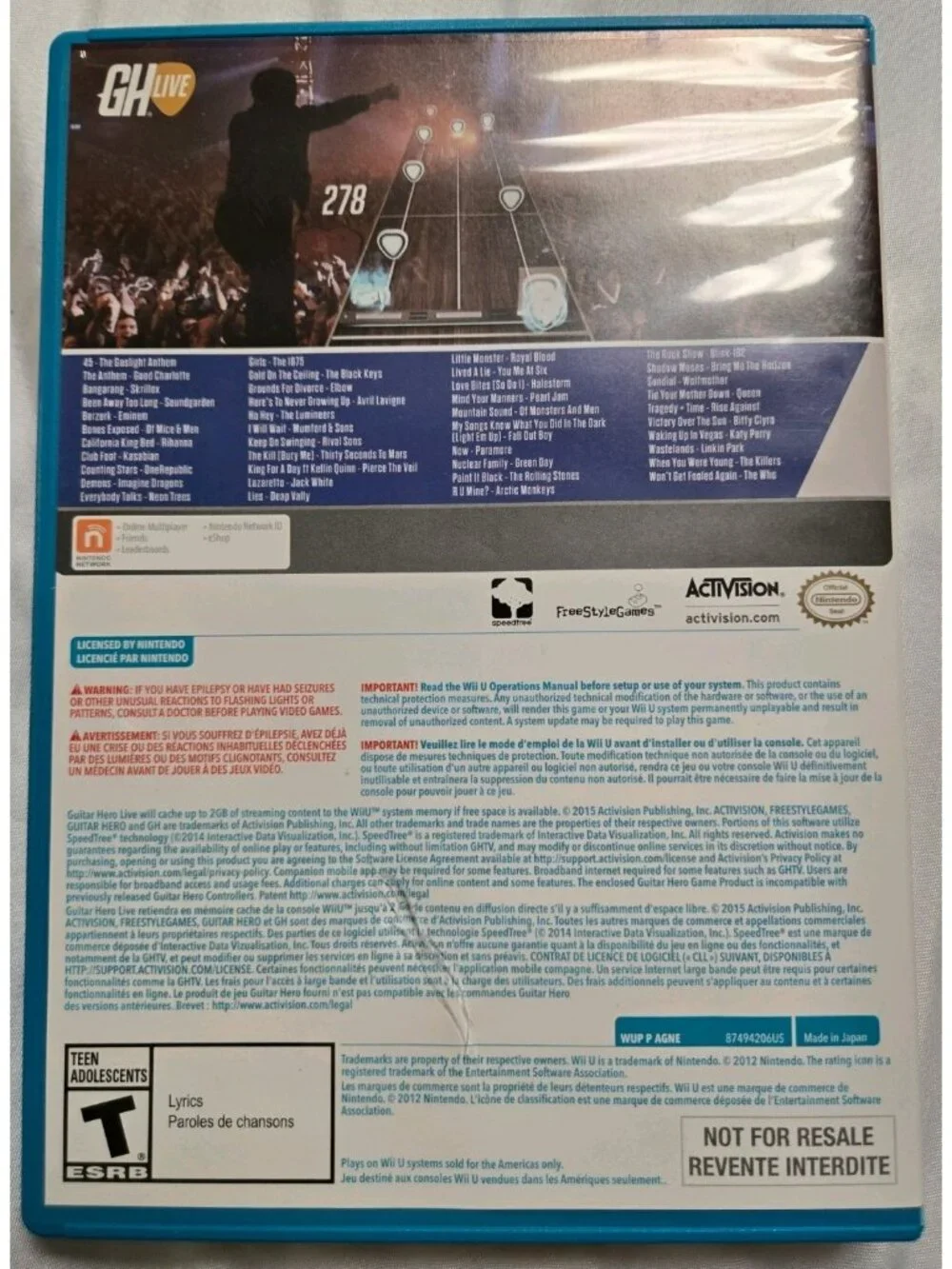 Nintendo Wii U Guitar Hero Live Game Only